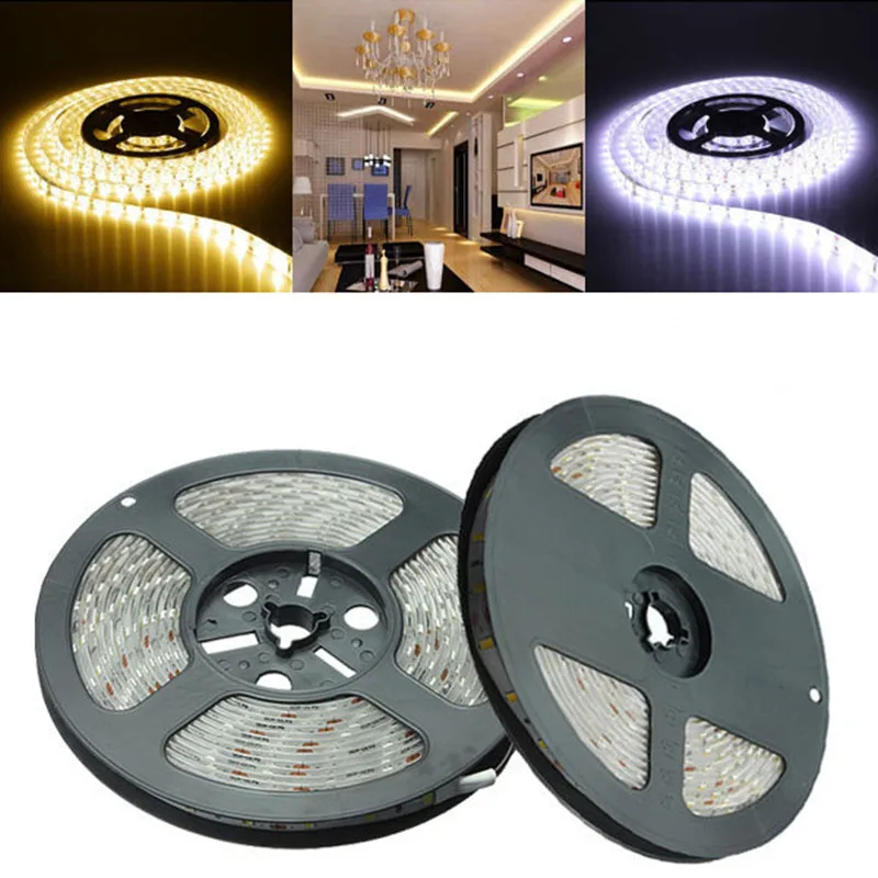 5M/lot LED Strip Light 12V 5630 SMD Warm White/Cool White 300led SMD Ribbon For Ceiling Counter Cabinet Light Free shipping