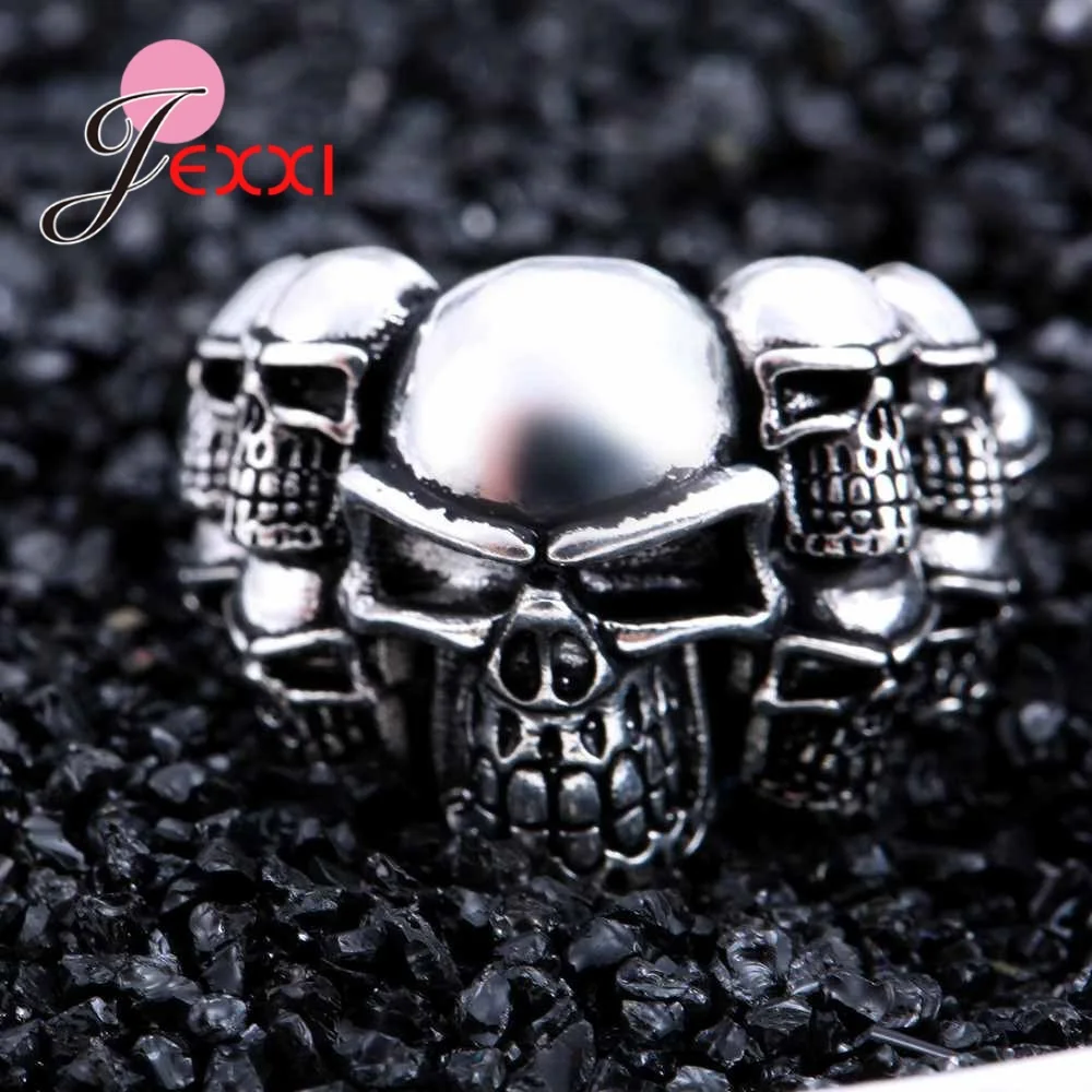 Крутое модное кольцо с черепом черного и серебряного цвета для женщин мужчин