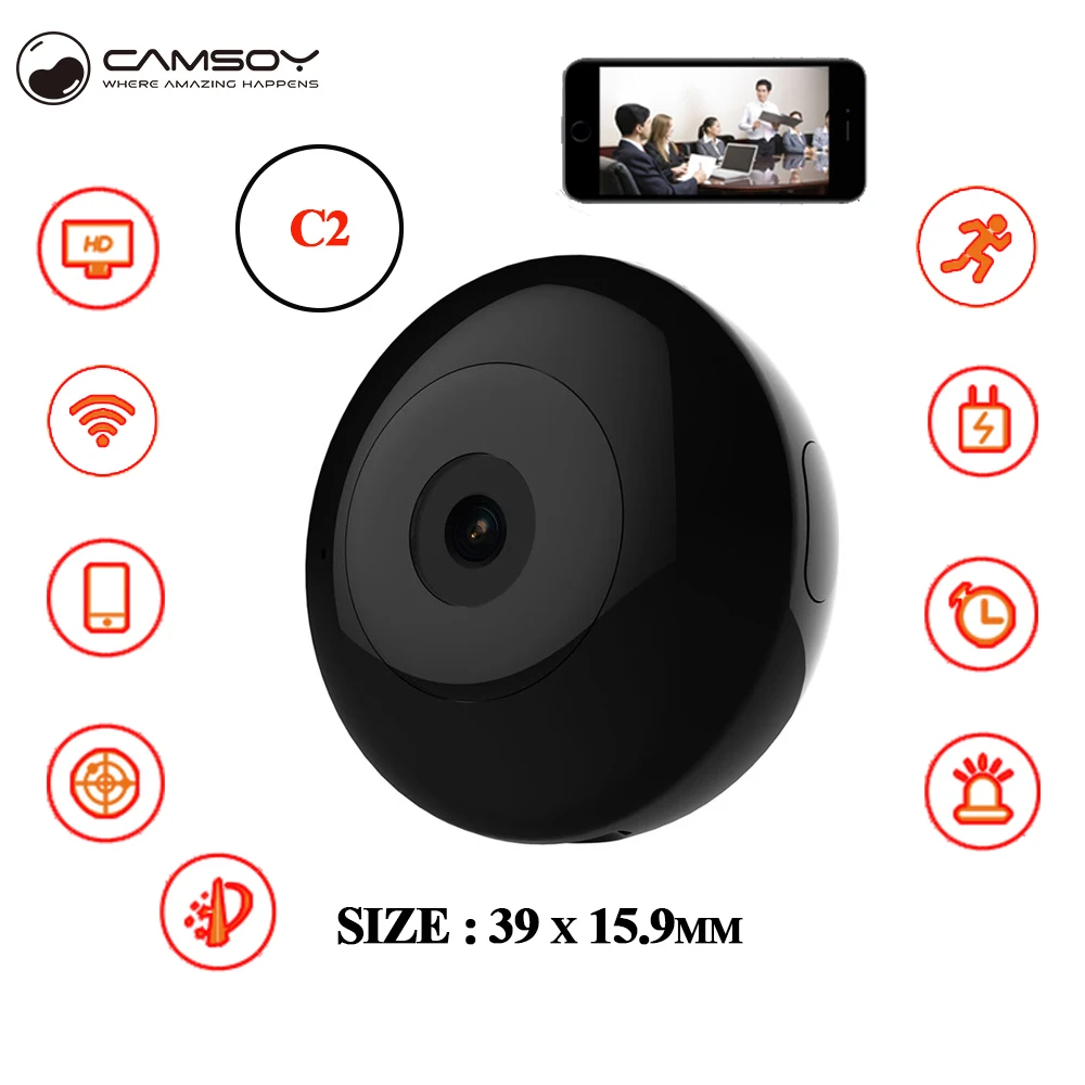 Camsoy C2 мини Камера 720 P Ночное видение IP HD видеокамера P2P беспроводная Регистраторы