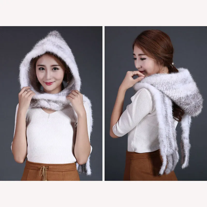 Новинка 2021 женские шарфы из натурального меха норки вязаный шарф 100% пончо