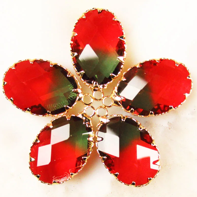 5Pcs Gold wrapping Faceted Color Titanium Crystal Oval Pendant Bead yl060107 | Украшения и аксессуары