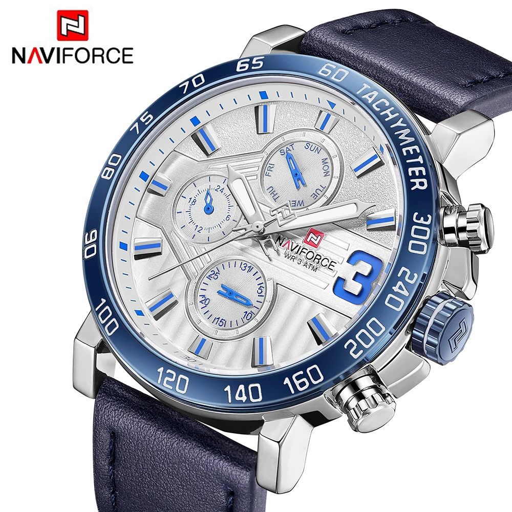 Топ Элитный бренд NAVIFORCE кварцевые часы для мужчин спортивные кожаные Военная