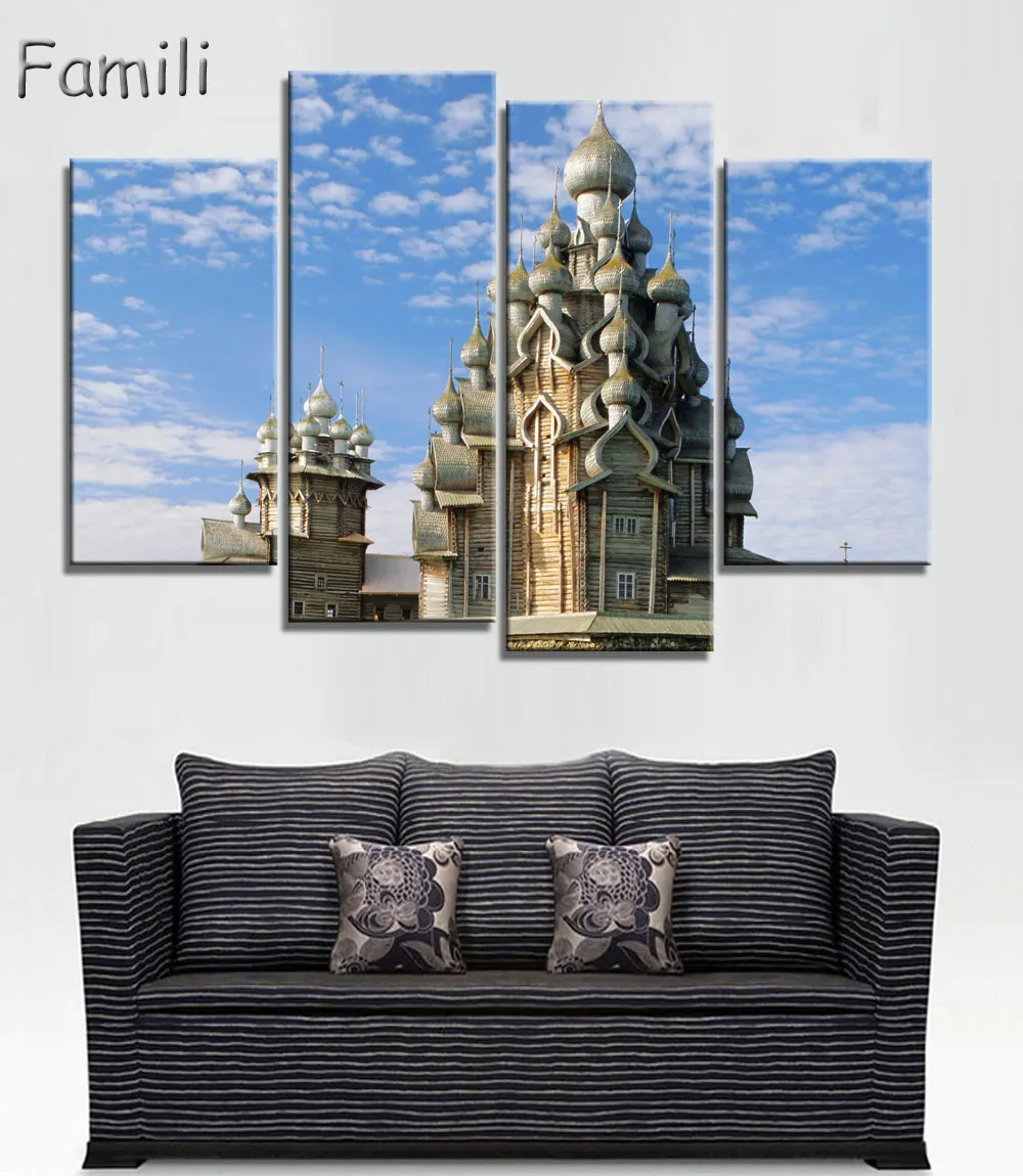 4 шт. русские пейзажные картины настенные художественные украшения для дома без