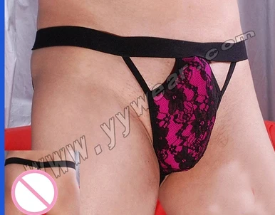 

Men's underwear sexy male thong thong transparent lace panties jockstrap gay men underwear