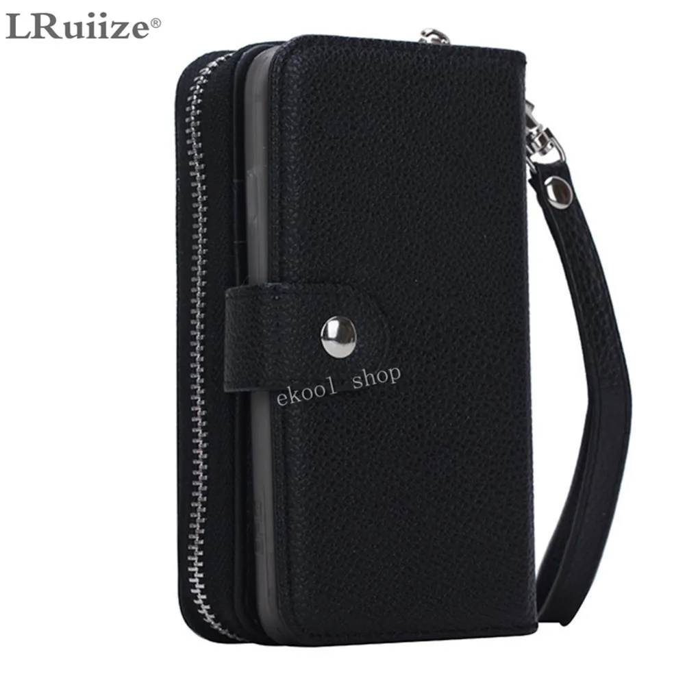 LRuiize Women man PU Leather Zipper Handbag Wallet Purse with Card Slot Phone Case Cover For Apple iphone X 8 7 6S/Plus 5S SE 4S | Мобильные