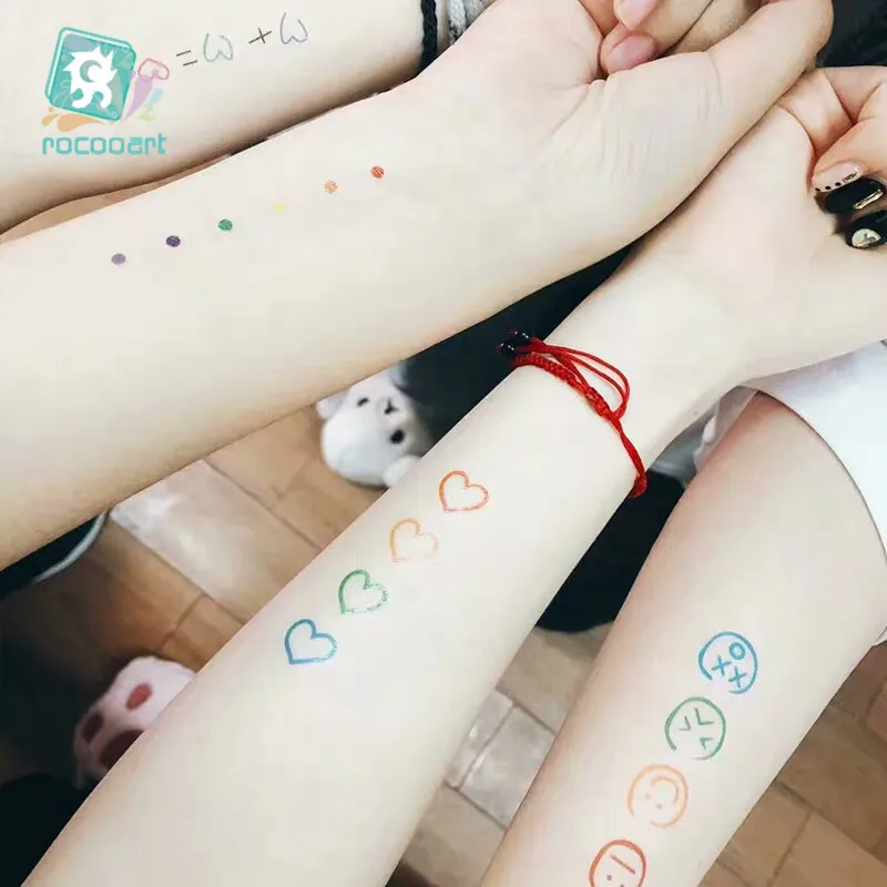 Разноцветные радужные наклейки для татуировок серии HyunA ins лицо рука милое