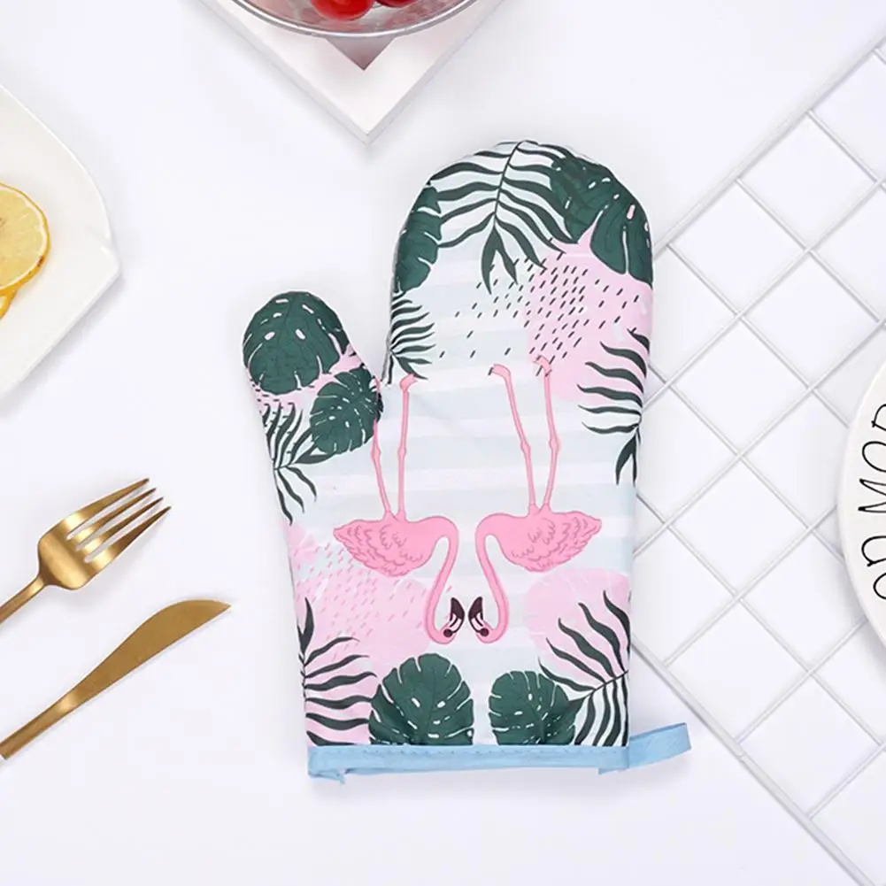Перчатки для микроволновки с рисунком фламинго изоляционный коврик из хлопка и