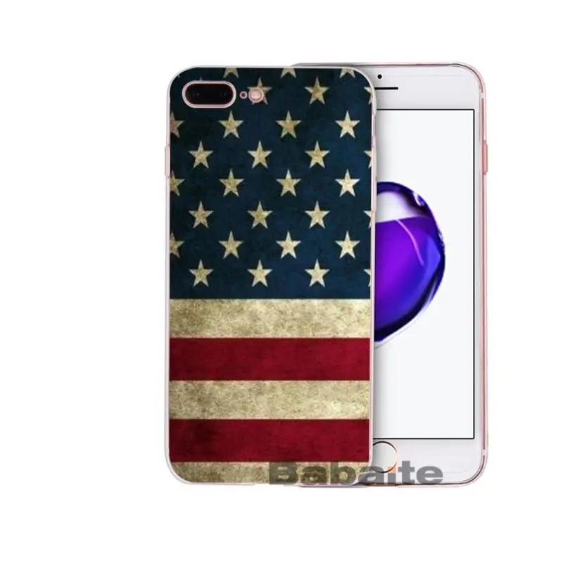 Тонкий чехол для телефона Babaite Blue Line с американским флагом США iPhone 6S 6plus 7 7plus 8 8Plus X