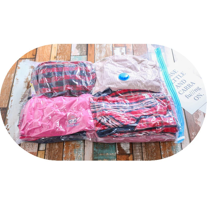 

5pcs Vacuum Storage Clothes Suction Compressed Bag Travel Saving Space Packing Bag Organizer With Manual Pump Home Garden