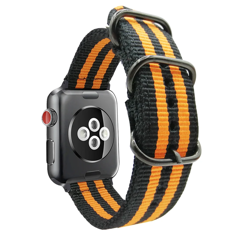 Ремешок для часов нейлоновый 42 мм 44 38 40 iWatch Series 4 3 2 1 черный синий зеленый