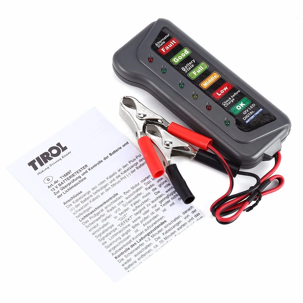 Высокое качество 12V Цифровой Батарея/Генератор тестер с 6 светодиодный свет