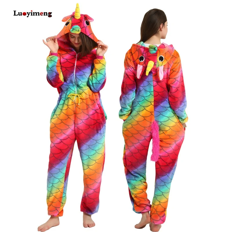 Kigurumi пижамы для взрослых женщин Единорог аниме панда Onesie животных Единорог костюмы пижамы комбинезон для девочек одеяло пижамы