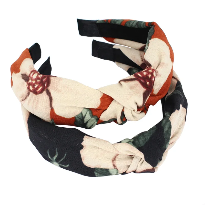 

Vintage Floral Print Center Knotted Hairband Adults Trendy Headpieces
