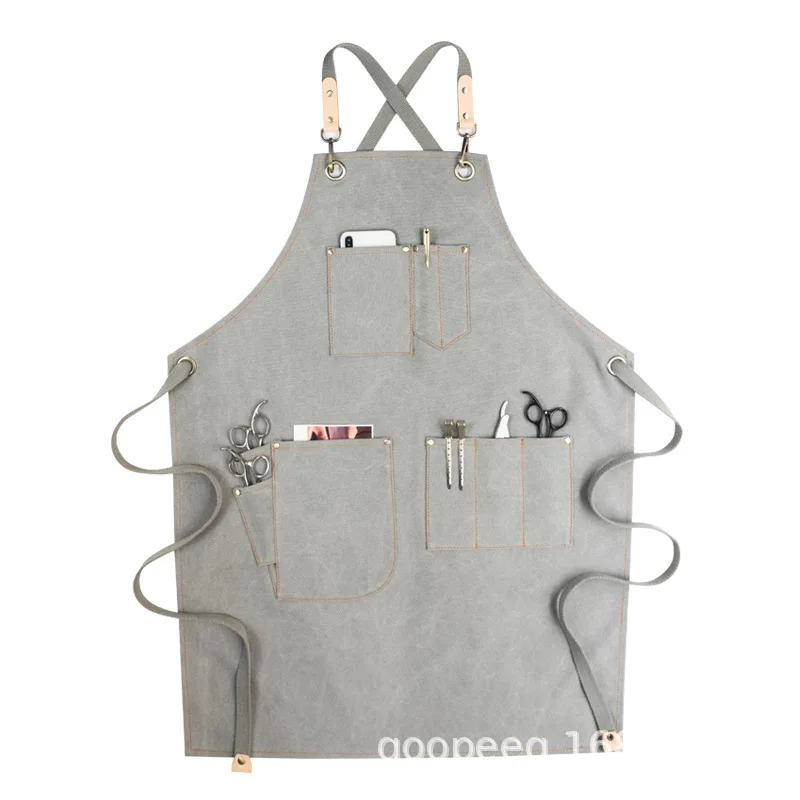 Фартук ручной работы кожаный джинсовый Холщовый фартук с рисунком бариста