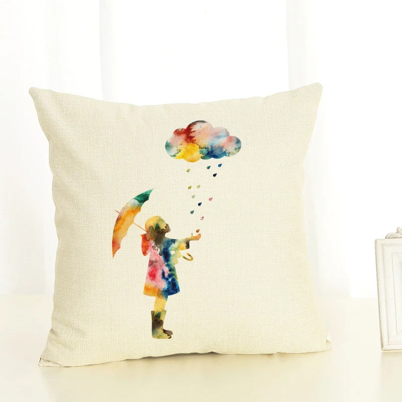 Новая серия акварельных подушек для дивана маленьких девочек комплекты из