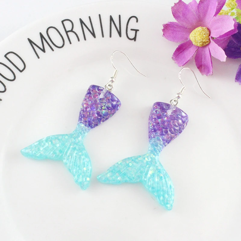 10 шт. блеск хвост русалки кулон из смолы интимные аксессуары DIY Серьги jewel украшения материал плоской задней плоское украшение из смолы Craft поставки