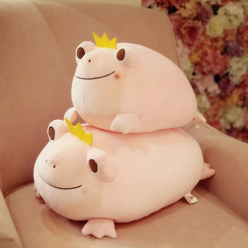 Симпатичная кукла лягушка лежащая Корона пуховая хлопковая подушка плюшевая