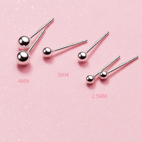 MloveAcc настоящие 990 серебряные 2,5 мм/3 мм/4 мм шаровые серьги-гвоздики для женщин и девочек милые серьги-гвоздики ювелирные изделия