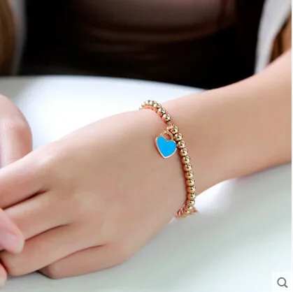 Martick Gold-color Stainless Steel Prayer Beads Elastic Rope Heart Pendant Charm Bracelets For Women Brand Fashion Jewelr B224 | Украшения
