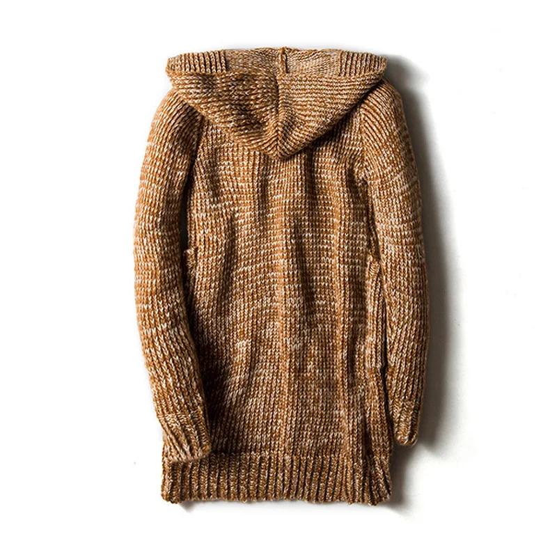 Мужской трикотажный свитер с капюшоном повседневный кардиган длинными рукавами