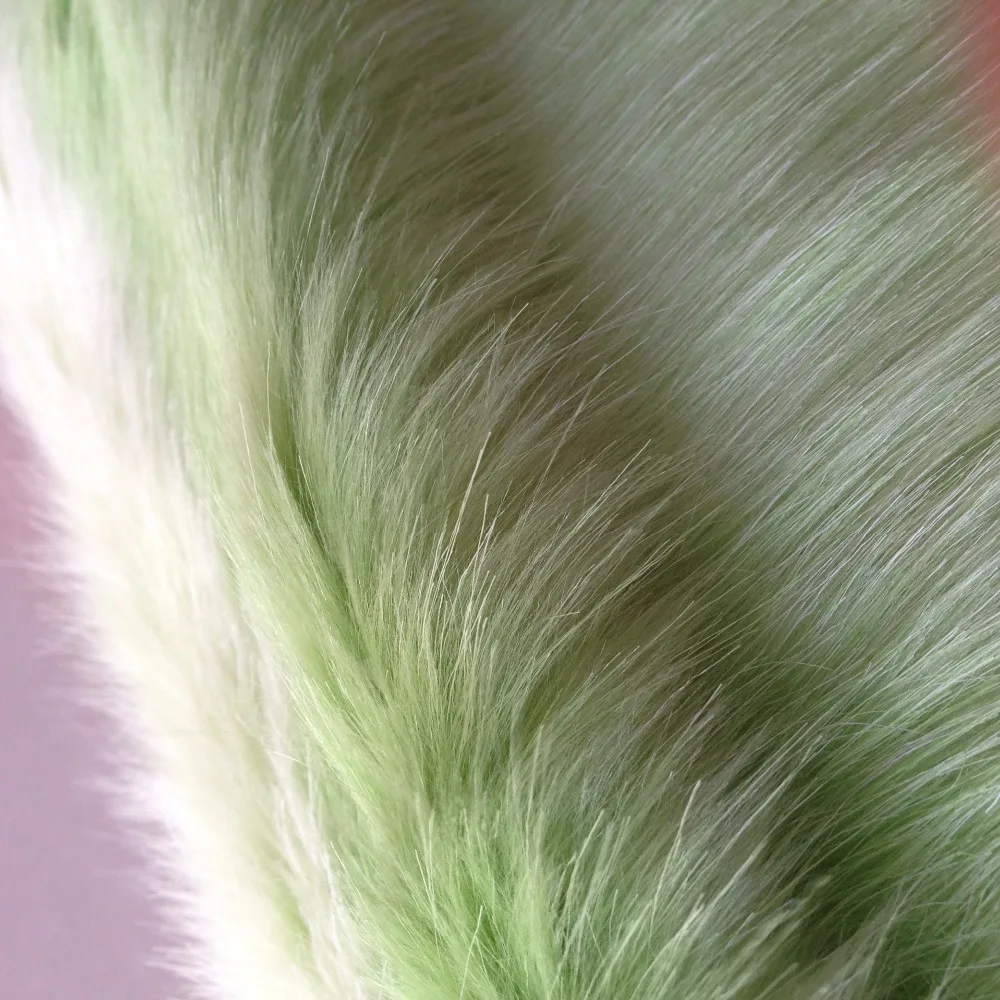 Ткань для косплея из лисьего меха цвета радуги триколор зеленый оранжевый