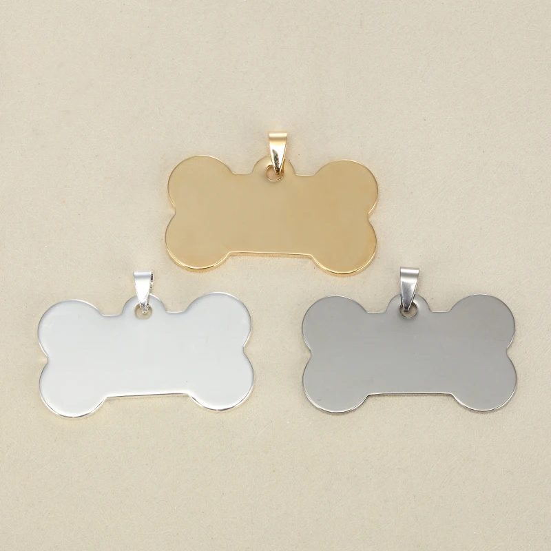 

10pcs Diy jewelry accessories Dog bone army card smooth blank stainless steel pendants 29 * 50 mm in gold and nature steel color