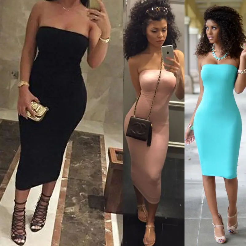 2017 Топ Модные женские летние платья без бретелек Женская одежда рукавов пляжное