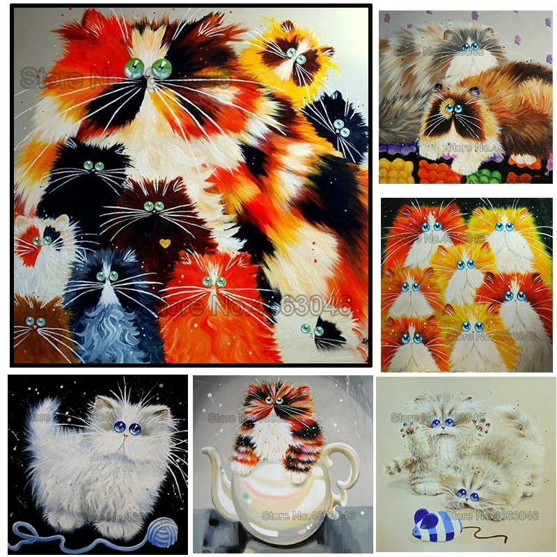 

Round/Square hand crafts colorful cats diy embroidery pattern resin mosaic animal 5D diy diamond painting 3d cross stitch kits