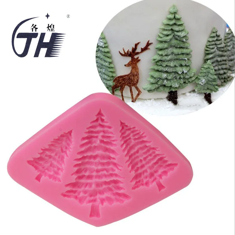 Силиконовая 3D форма для торта мыла с 3 отверстиями формы рождественской елки