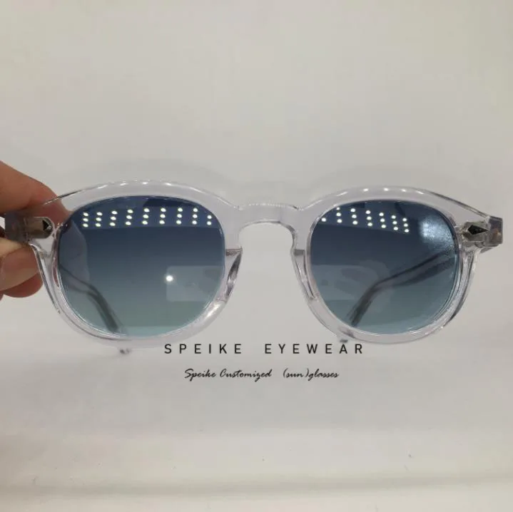 Crystal frame SPEIKE по индивидуальному заказу, высокое качество голубой солнцезащитные очки» Джонни Деппом Lemtosh Стиль очки можно носить близорукости очки 44/46/49 мм - Цвет линз: Crystal frame