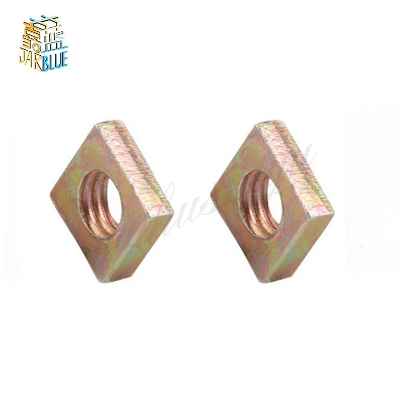 

50Pcs DIN562 M3 M4 M5 M6 Color Zinc Plated Square Nuts Without Bevel Block Square Quadrangle Galvanized Pressed Nuts