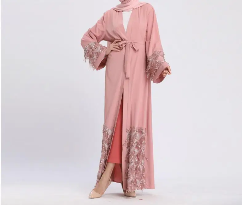 Для женщин 2021 кафтан Абаи блесток мусульманское платье класса люкс Seuqins халат Gamis