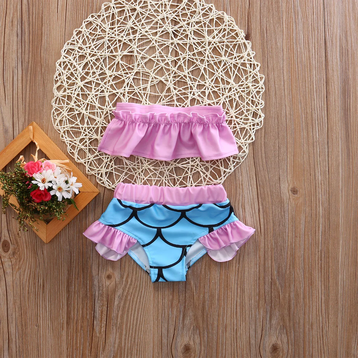 Детский купальник для девочек бикини в стиле русалки танкини пляжная одежда