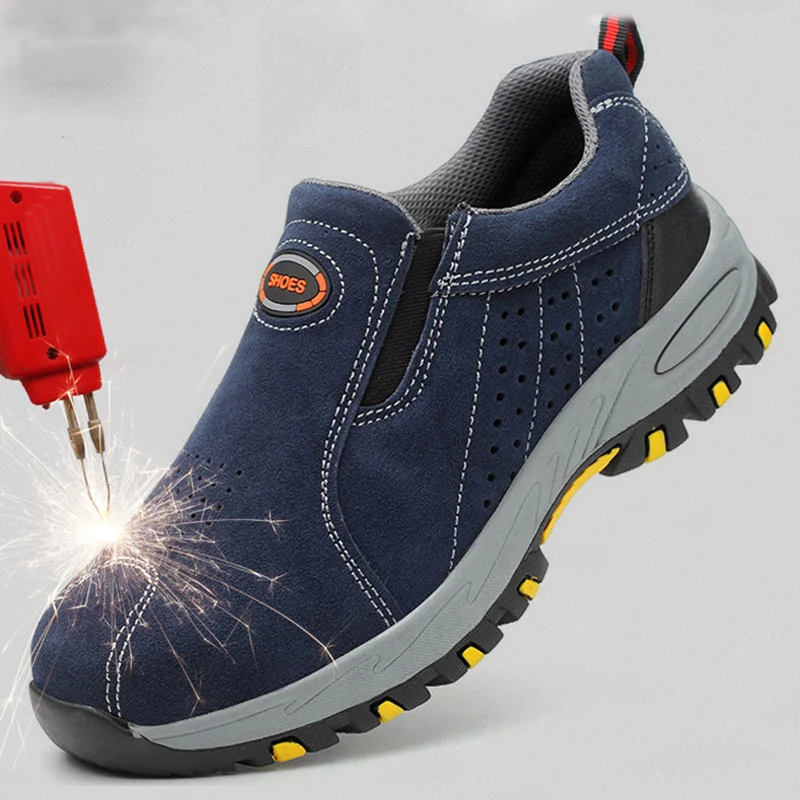 Safety Belt Steel Toe Work Shoes 2022 Men's Summer Fashion Breathable Non-slip Casual Boots Puncture Insurance | Обувь