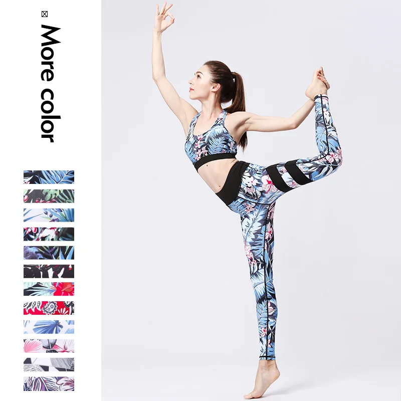 Fitness Yoga Set Women Halter Sleeveless Mesh Leggings Suits Running Workout Gym Wear Tight Slim Training Suit | Спорт и развлечения