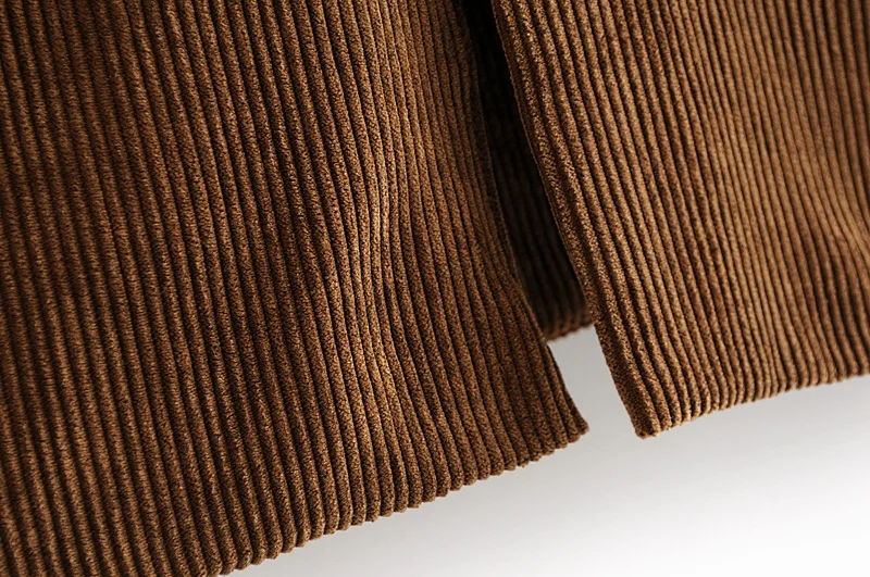 2018 Винтаж Твердые вельветовые двубортный для женщин тренчи повседневное карманы