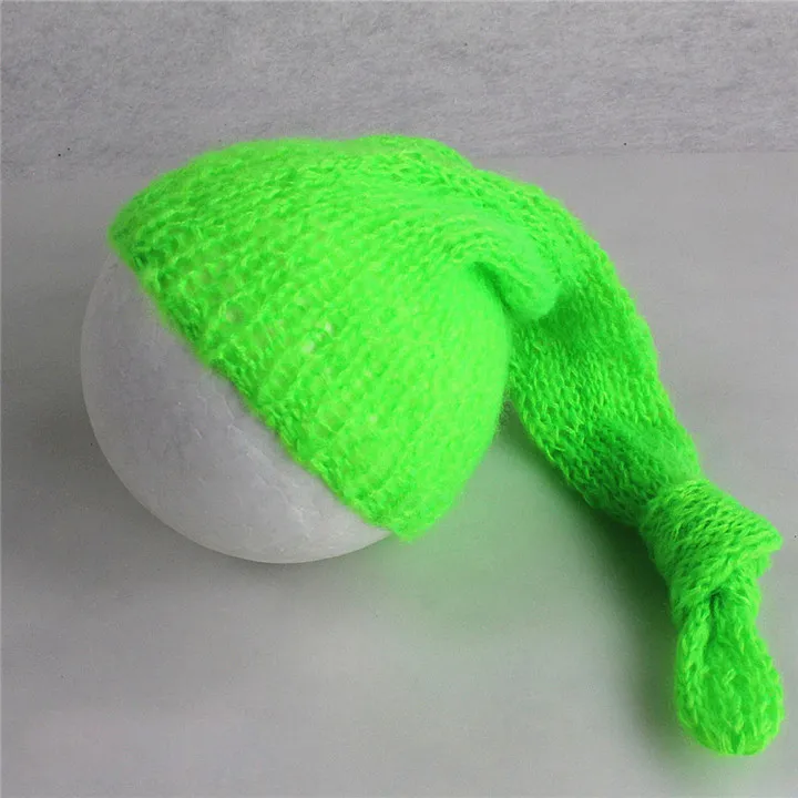 Light green Мягкая мохеровая детская шапка, аксессуары для фотографирования новорожденных, вязаная крючком шапка с узлом, реквизит для фотосессии, Casquette Enfant Fotografia - Цвет: Light green