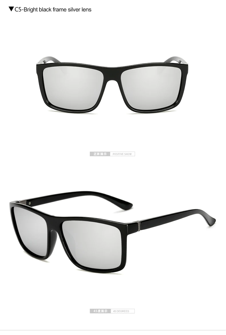 C5bright silver Солнцезащитные очки Polaroid, унисекс, квадратные, винтажные, солнцезащитные очки, известный бренд, солнцезащитные очки, поляризационные, Ретро стиль, женские, мужские - Цвет линз: C5bright silver