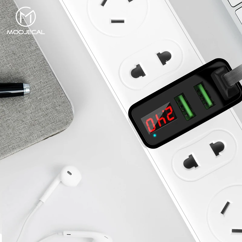MOOJECAL Мульти USB зарядное устройство для iPhone samsung Xiaomi Mi 3A Быстрая зарядка дорожное настенное зарядное устройство ЕС штекер светодиодный зарядное устройство для мобильного телефона