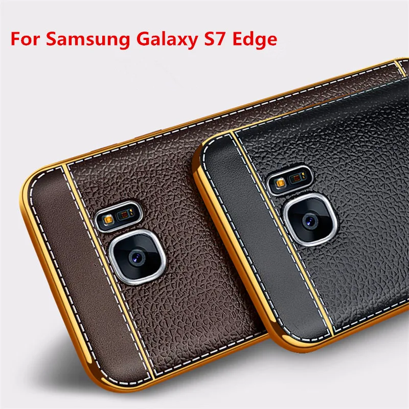 CrazyU Для Samsung Galaxy S7 Edge Case Роскошные покрытие ТПУ Кожи Задняя Крышка Телефона Мешок