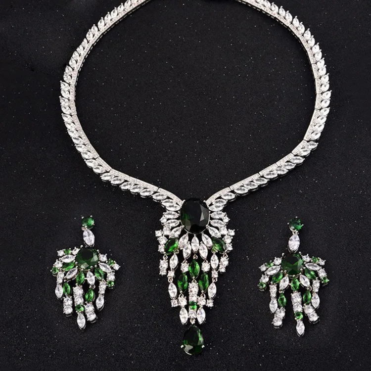 Взрывающееся роскошное ожерелье и серьги невесты набор с бахромой вечерние