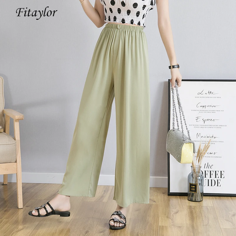 Женские широкие брюки ftaylor летние свободные шифоновые полной длины с высокой