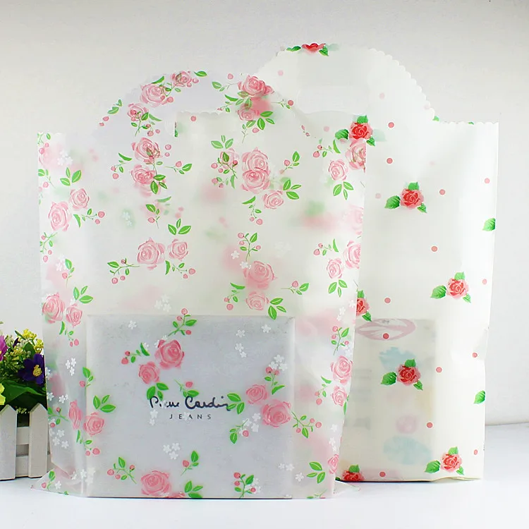 50 шт./лот пластиковый пакет для одежды подарки сумки с полноразмерной цветочной
