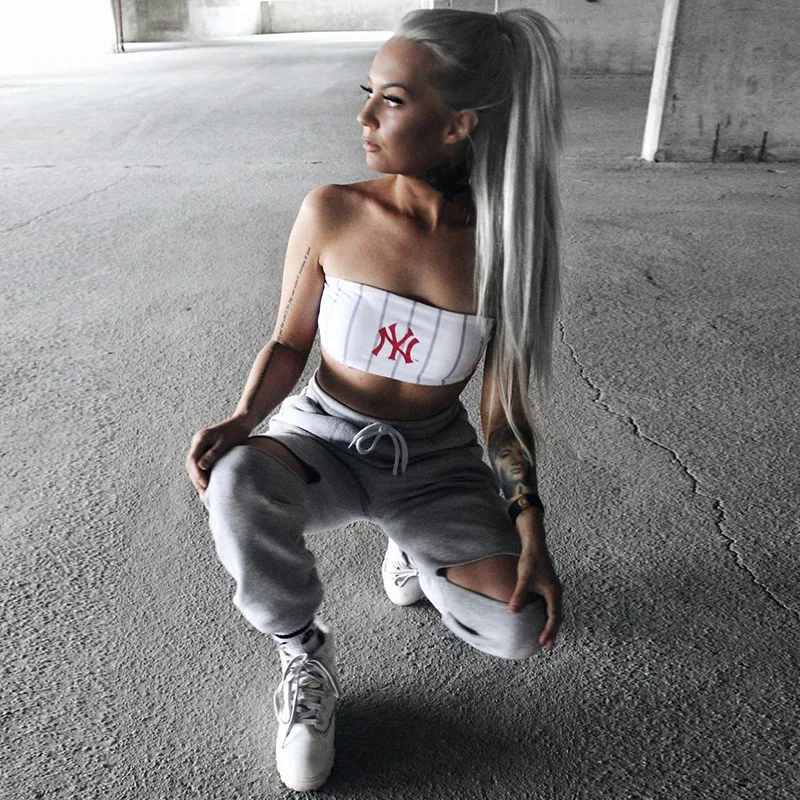 Women 2018 High Waist Side Double Hollow out Pants Drawstring Split Streetwear Sweatpants Womens Trousers Pencil | Женская одежда