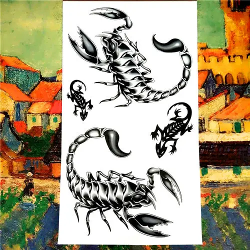 Темный хаки Nu-TATY Deadly Black Scorpion, временная татуировка, боди-арт, флеш-тату, наклейка s 17*10 см, водостойкая, поддельная татуировка, стикер для стайлинга автомобиля - Цвет: Темный хаки