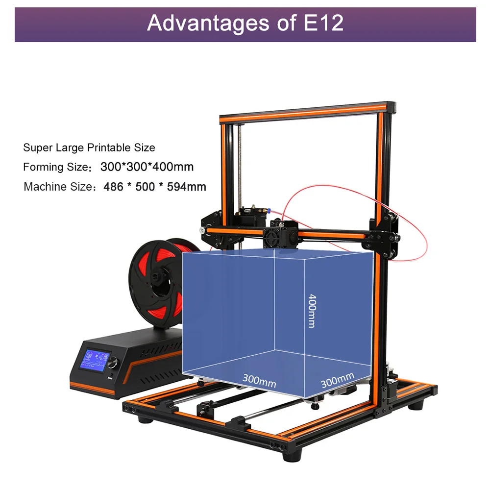 Anet E12 3d принтер DIY комплект частично собранная рама из алюминиевого сплава супер большой объем здания 300*300*400 мм с 8 Гб tf-картой