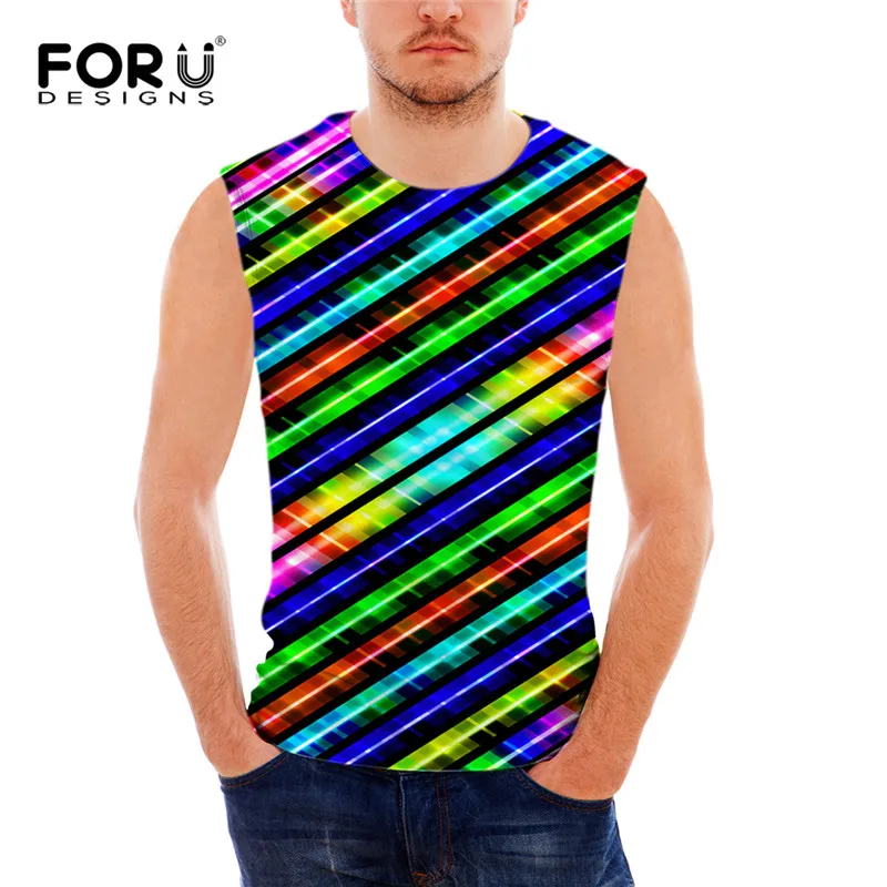 FORUDESIGNS/летние сексуальные топы на бретельках для мужчин новинка рисунок майка