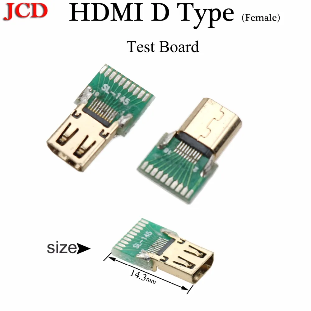 JCD Позолоченный разъем HDMI типа D штекер Micro совместимый с печатной