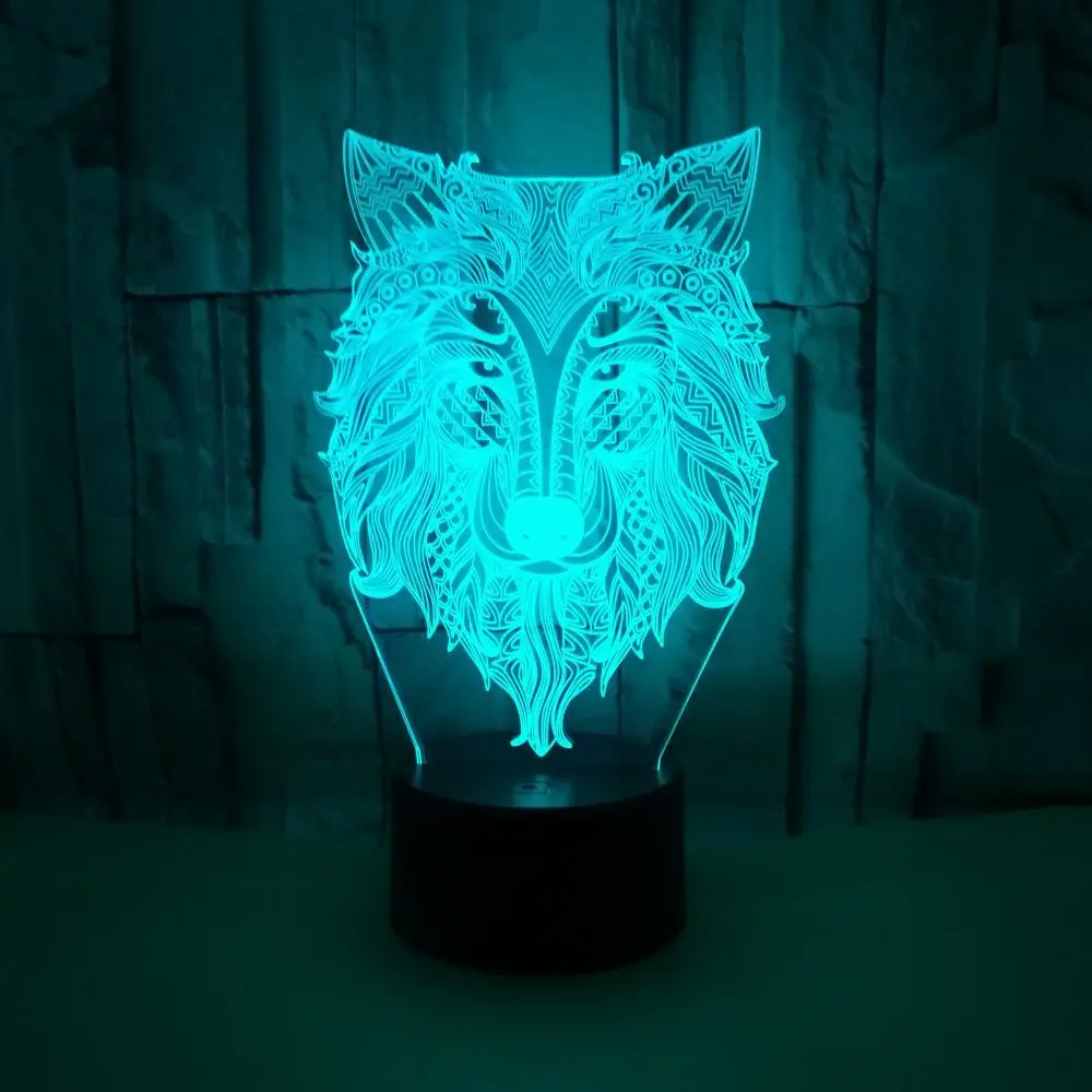 

Wolf 3d Light Seven Color Touch Remote Led Visual Desk Lamp Creative Animal Gift Small Table Lamps For Living Room
