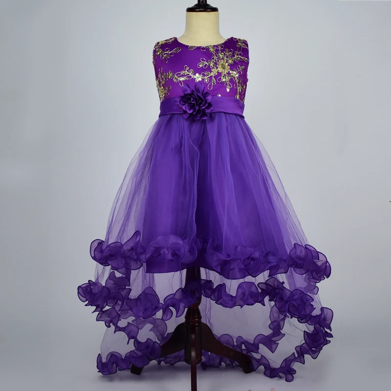 Flower Girl Dresses Sequined Long Dress for Baby Romantic Purple Blue Evening Party dress Cute vestido de ninas | Детская одежда и